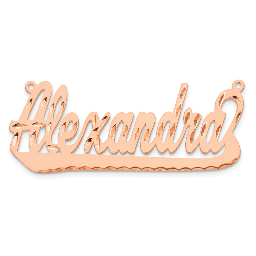 14k Rose Gold Diamond-cut Underlined Name Plate