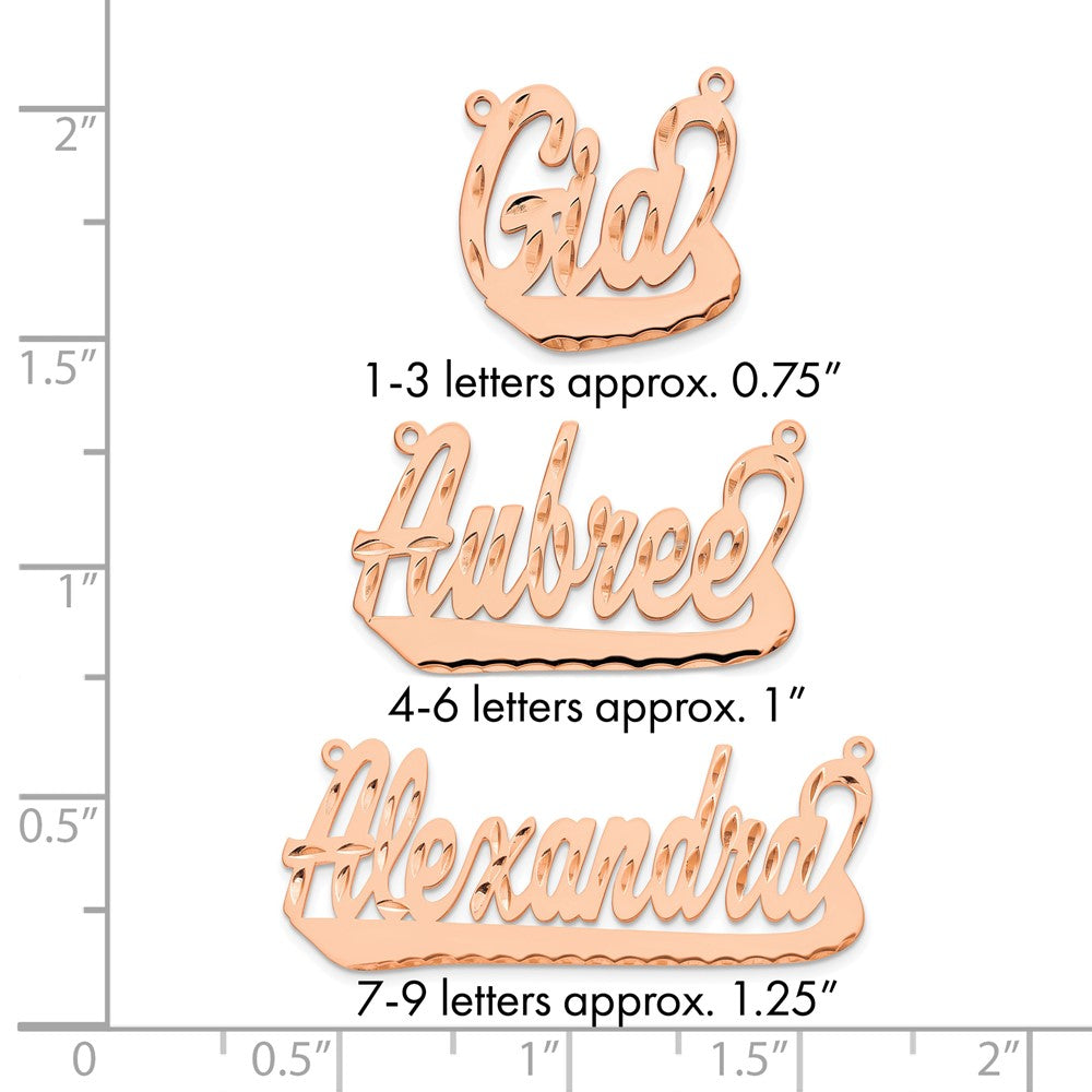 14k Rose Gold Diamond-cut Underlined Name Plate