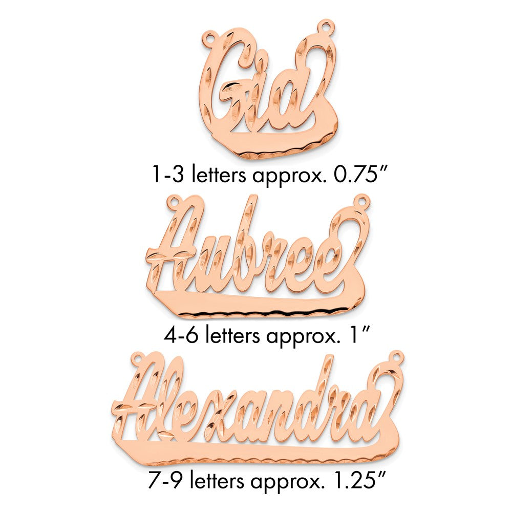 14k Rose Gold Diamond-cut Underlined Name Plate
