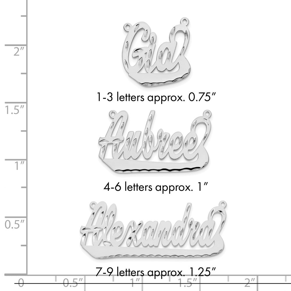 14k White Gold Diamond-cut Underlined Name Plate