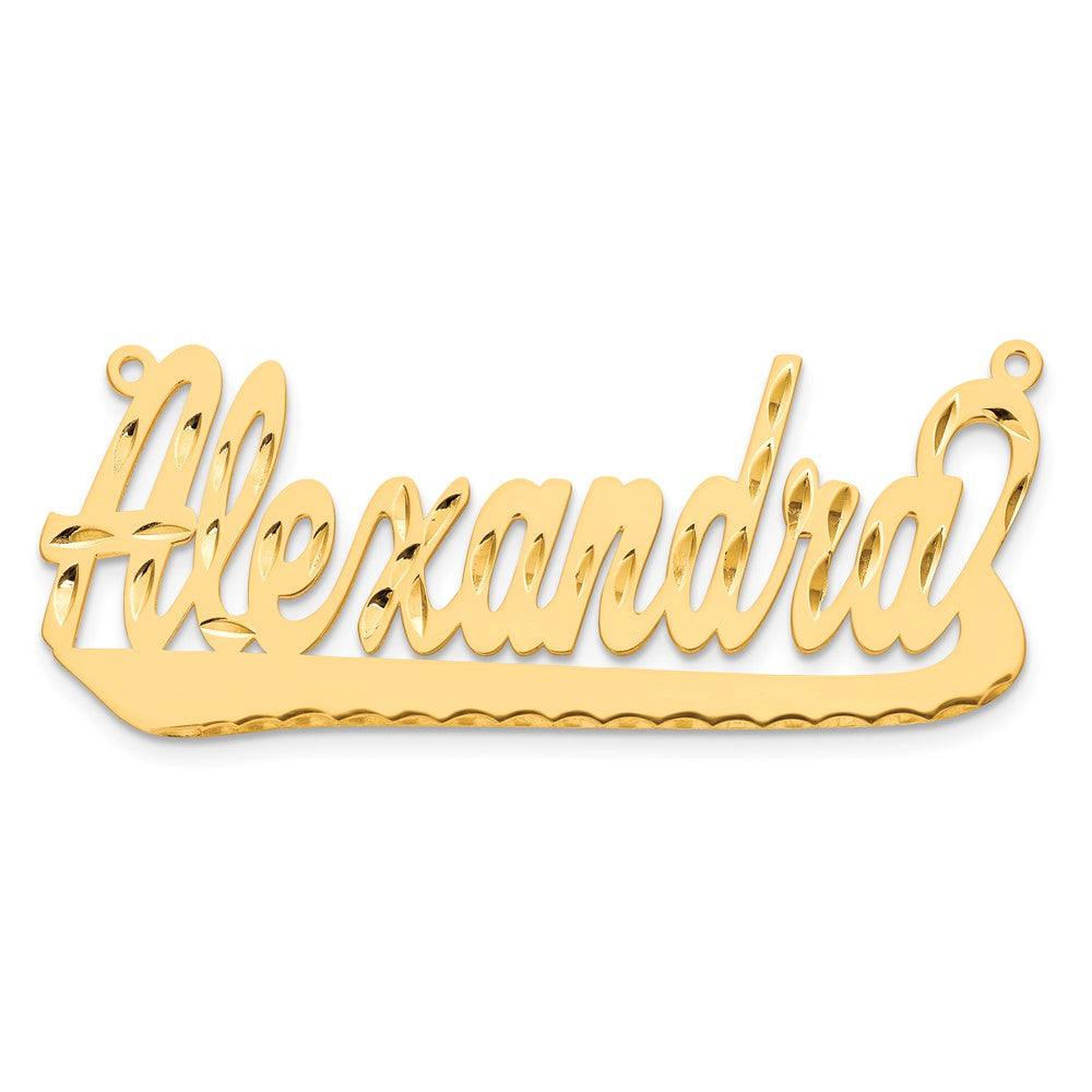 14k Yellow Gold Diamond-cut Underlined Name Plate