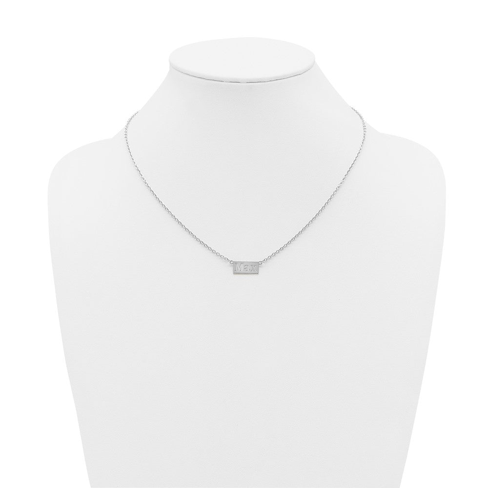 Sterling Silver/Rhodium-plated 1-3 Letter Name Bar Necklace