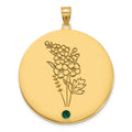 SS/Gold-Plated Circle w/1 Birth Flower and Birthstone Pendant