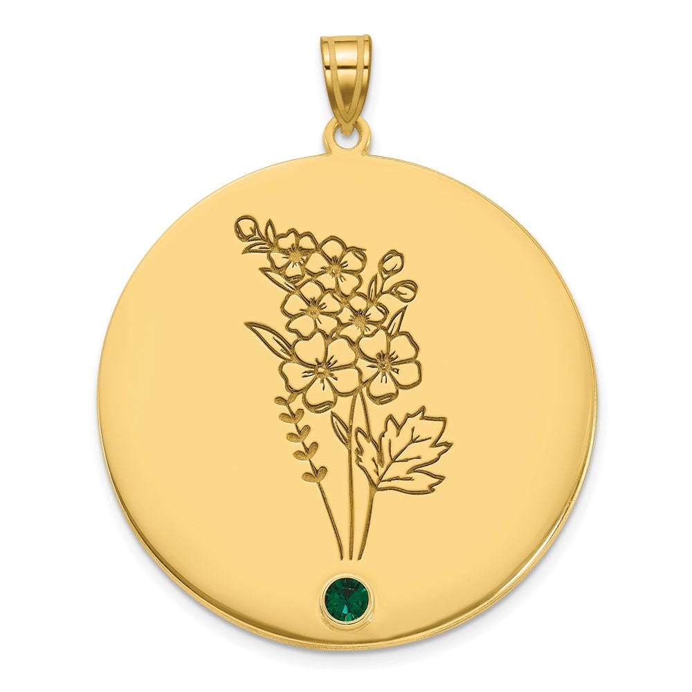 SS/Gold-Plated Circle w/1 Birth Flower and Birthstone Pendant