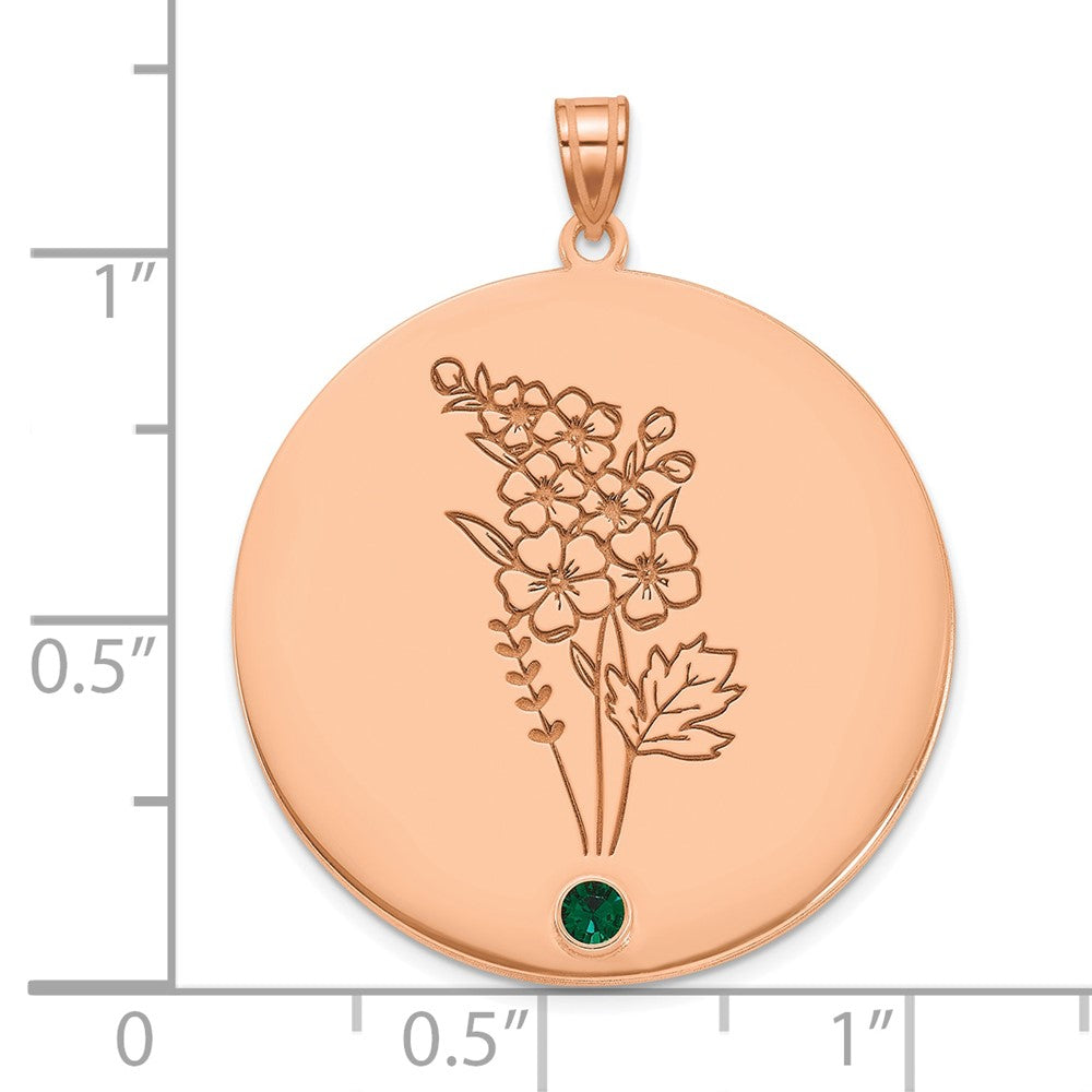 SS/Rose-plated Circle w/1 Birth Flower and Birthstone Pendant