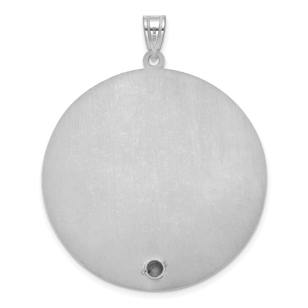 SS/Rhod-plated Circle w/1 Birth Flower and Birthstone Pendant