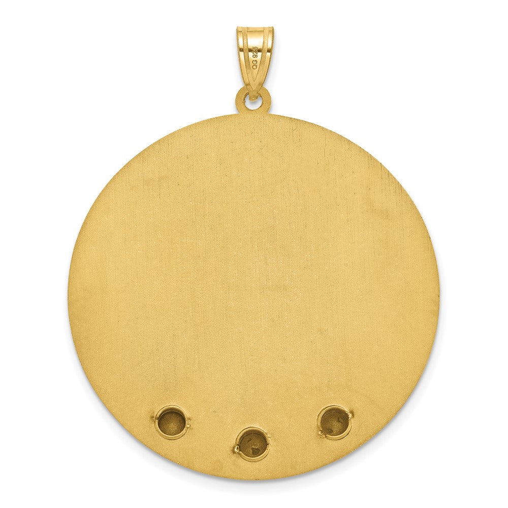 14k Yellow Gold Circle w/3 Birth Flower and Birthstone Pendant