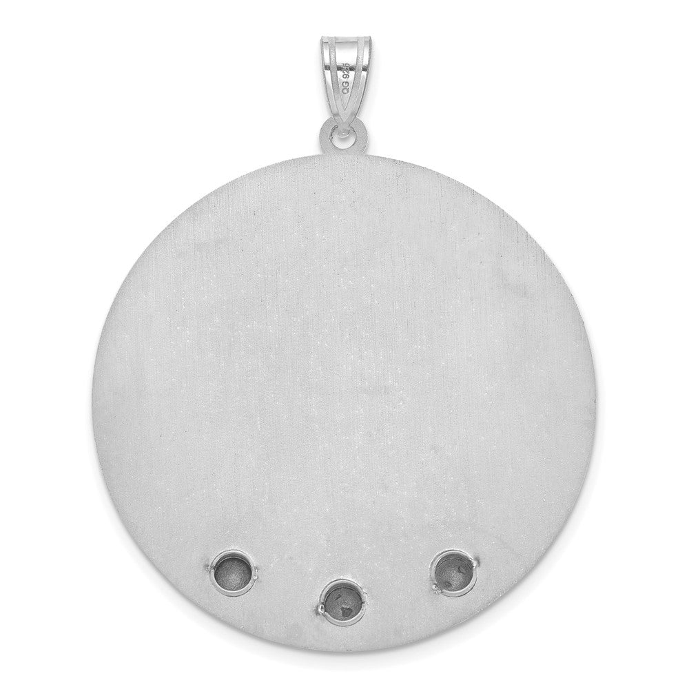 14k White Gold Circle w/3 Birth Flower and Birthstone Pendant
