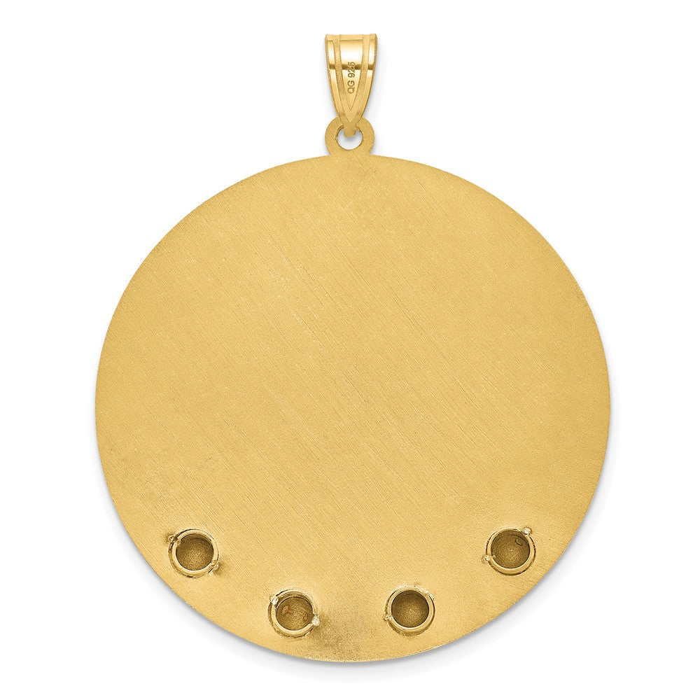 SS/Gold-Plated Circle w/4 Birth Flower and Birthstone Pendant