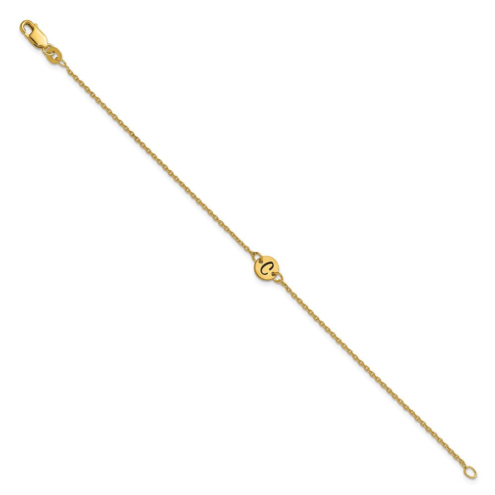 SS/Gold-plated Brushed 1 Station Disc with Epoxy Initial Bracelet