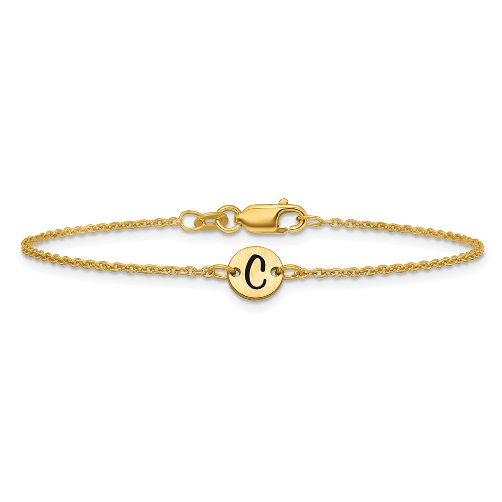 SS/Gold-plated Brushed 1 Station Disc with Epoxy Initial Bracelet