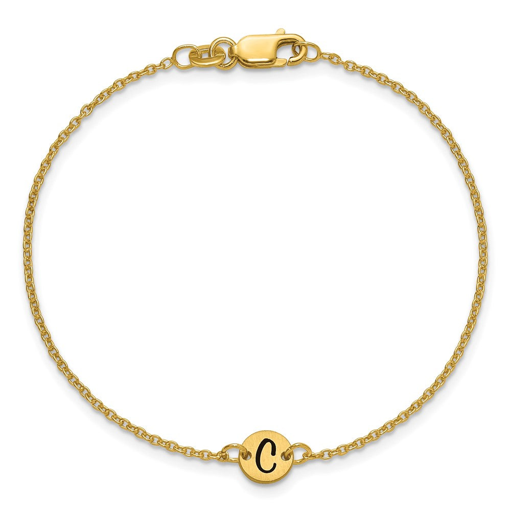 SS/Gold-plated Brushed 1 Station Disc with Epoxy Initial Bracelet