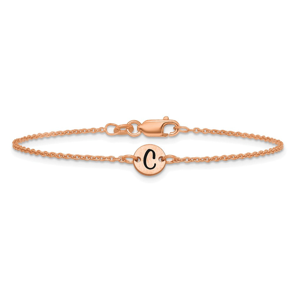 SS/Rose-plated Brushed 1 Station Disc with Epoxy Initial Bracelet