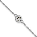 SS/Rhodium-plated Brushed 1 Station Disc with Epoxy Initial Bracelet