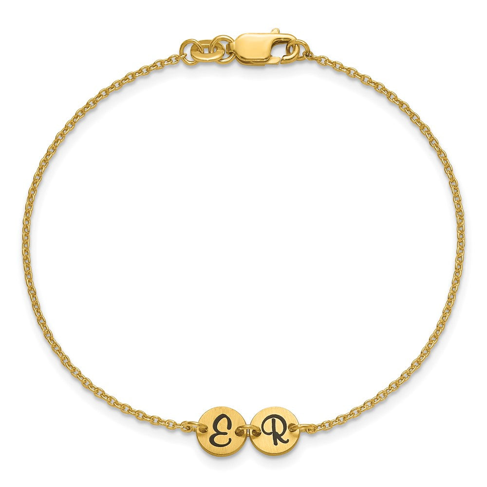 SS/Gold-plated Brushed 2 Station Disc with Epoxy Initial Bracelet