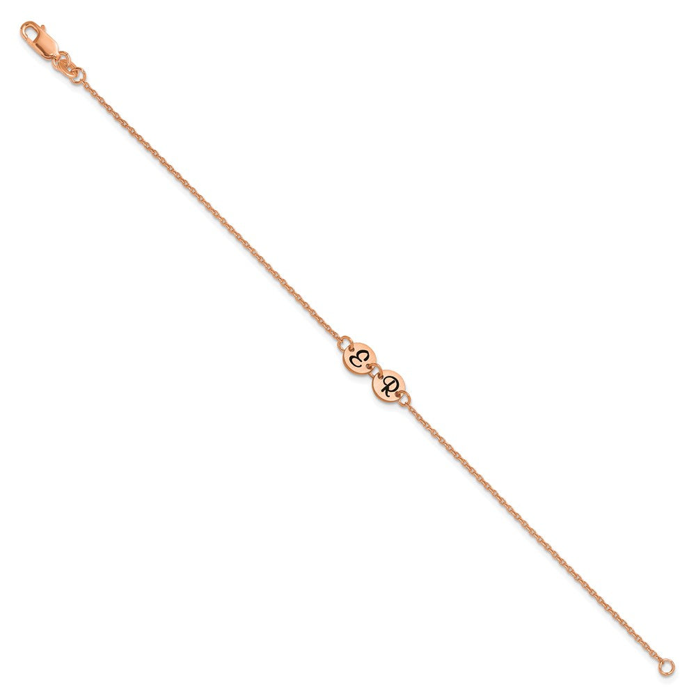 SS/Rose-plated Brushed 2 Station Disc with Epoxy Initial Bracelet