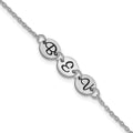 SS/Rhodium-plated Brushed 3 Station Disc with Epoxy Initial Bracelet