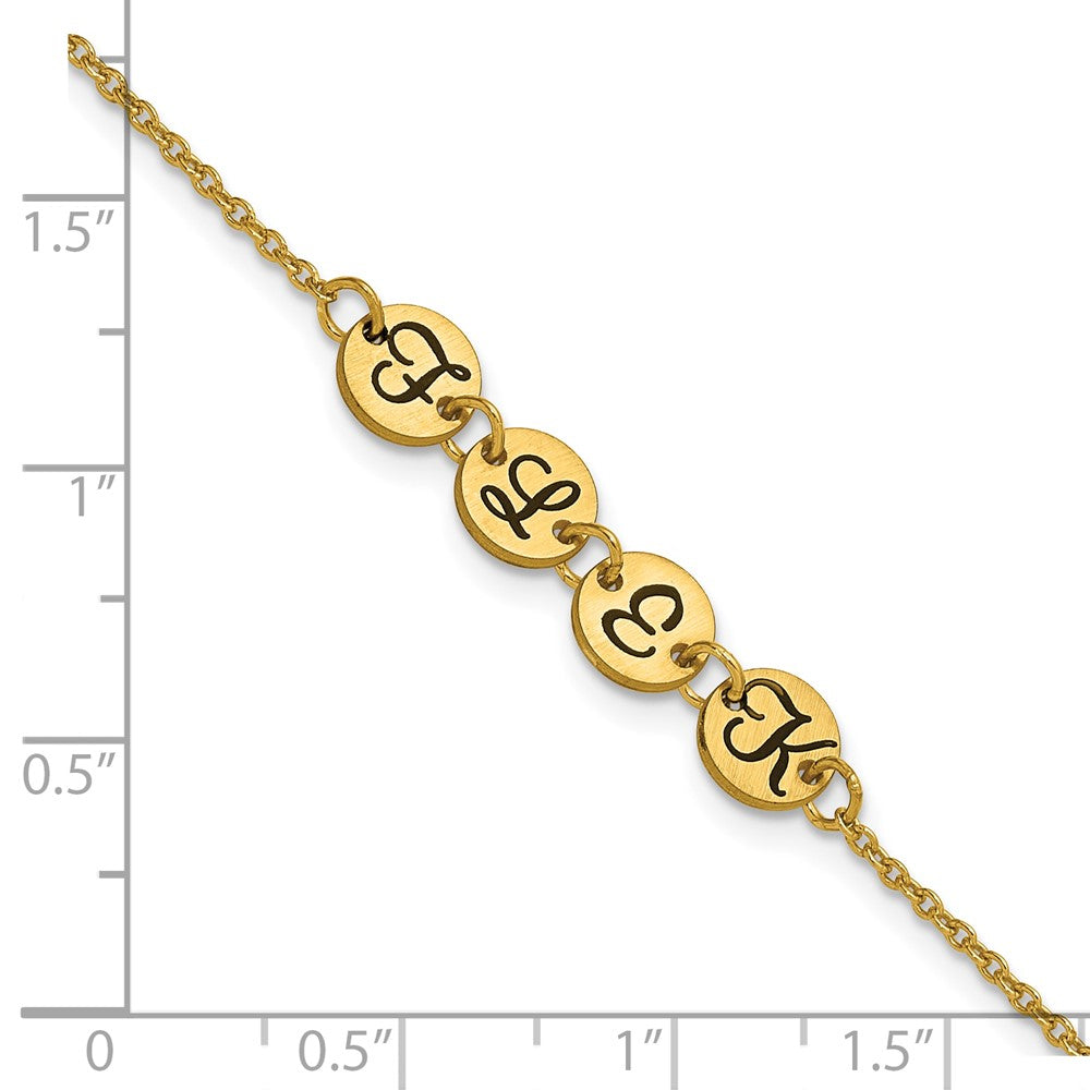 14k Yellow Gold Brushed 4 Disc with Epoxy Initial Bracelet