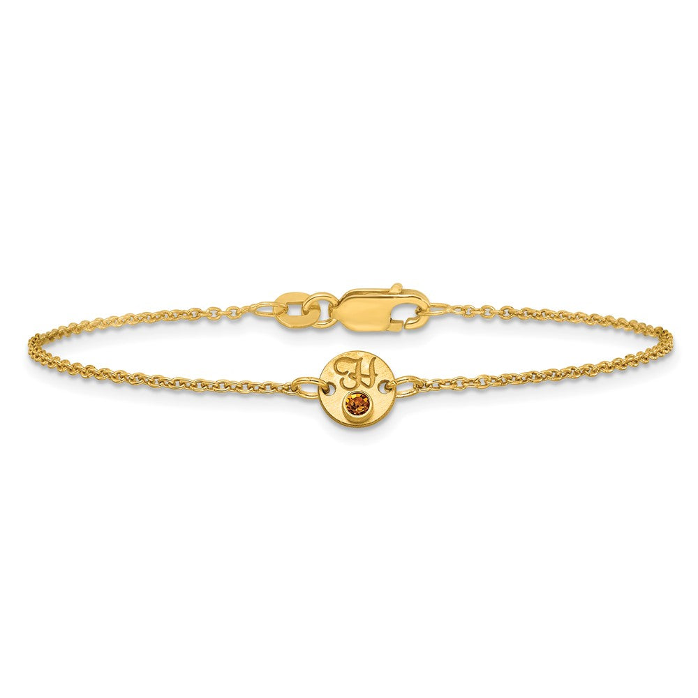 SS/Gold-plated 1 Disc with Initial and Birthstone Bracelet