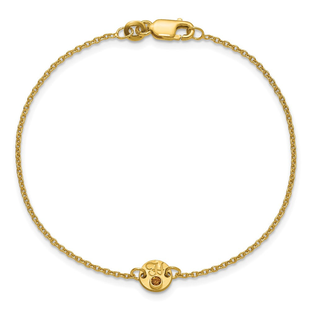 SS/Gold-plated 1 Disc with Initial and Birthstone Bracelet