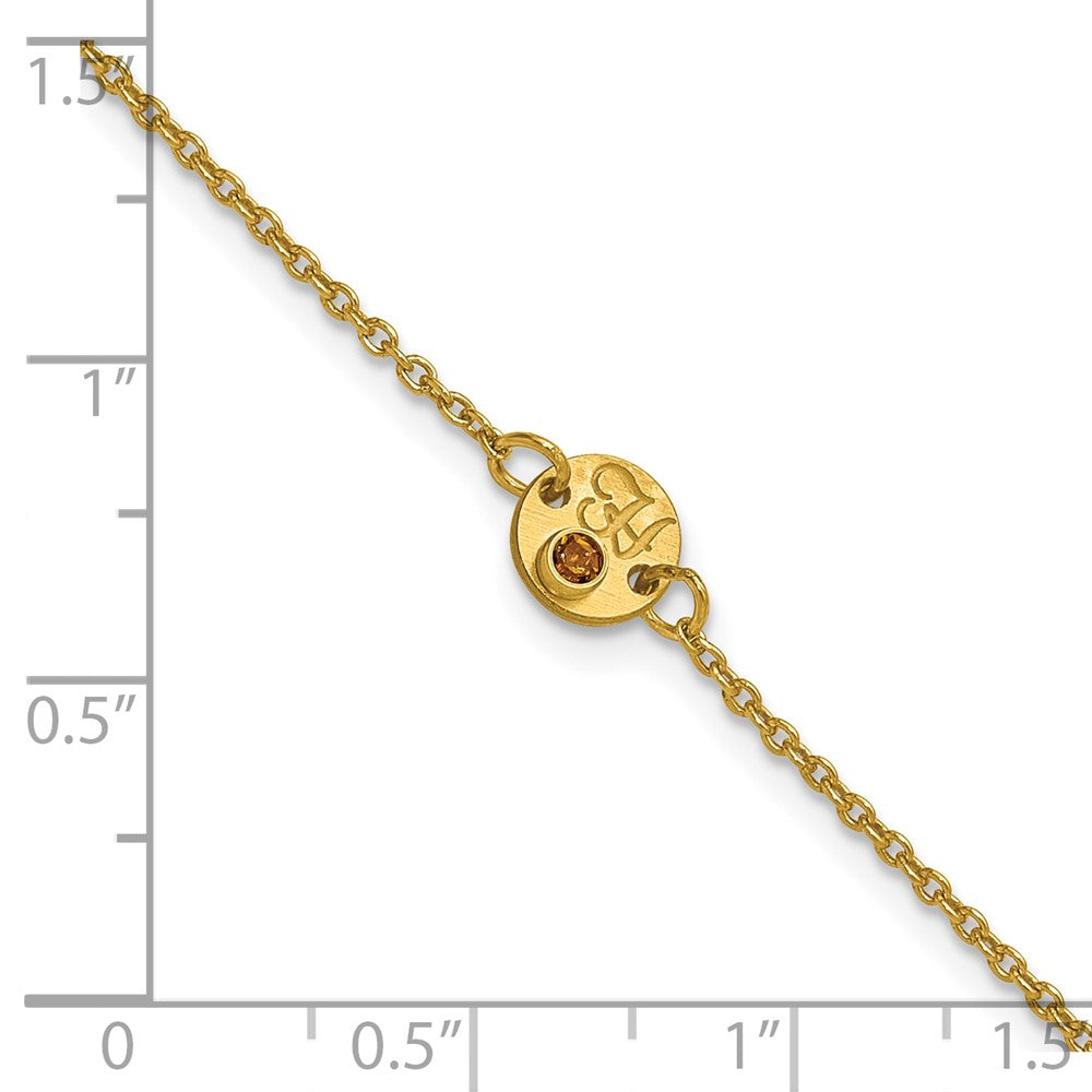 SS/Gold-plated 1 Disc with Initial and Birthstone Bracelet