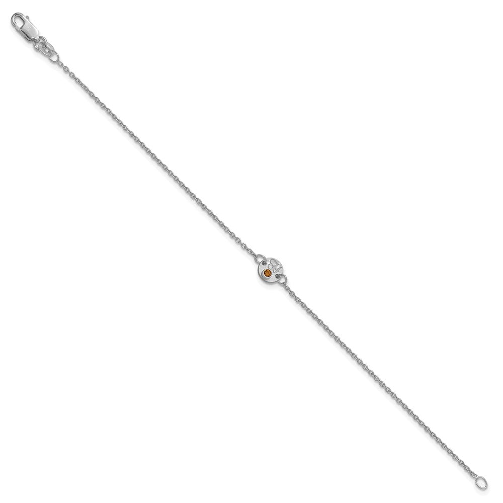 SS/Rhod-plated 1 Disc with Initial and Birthstone Bracelet