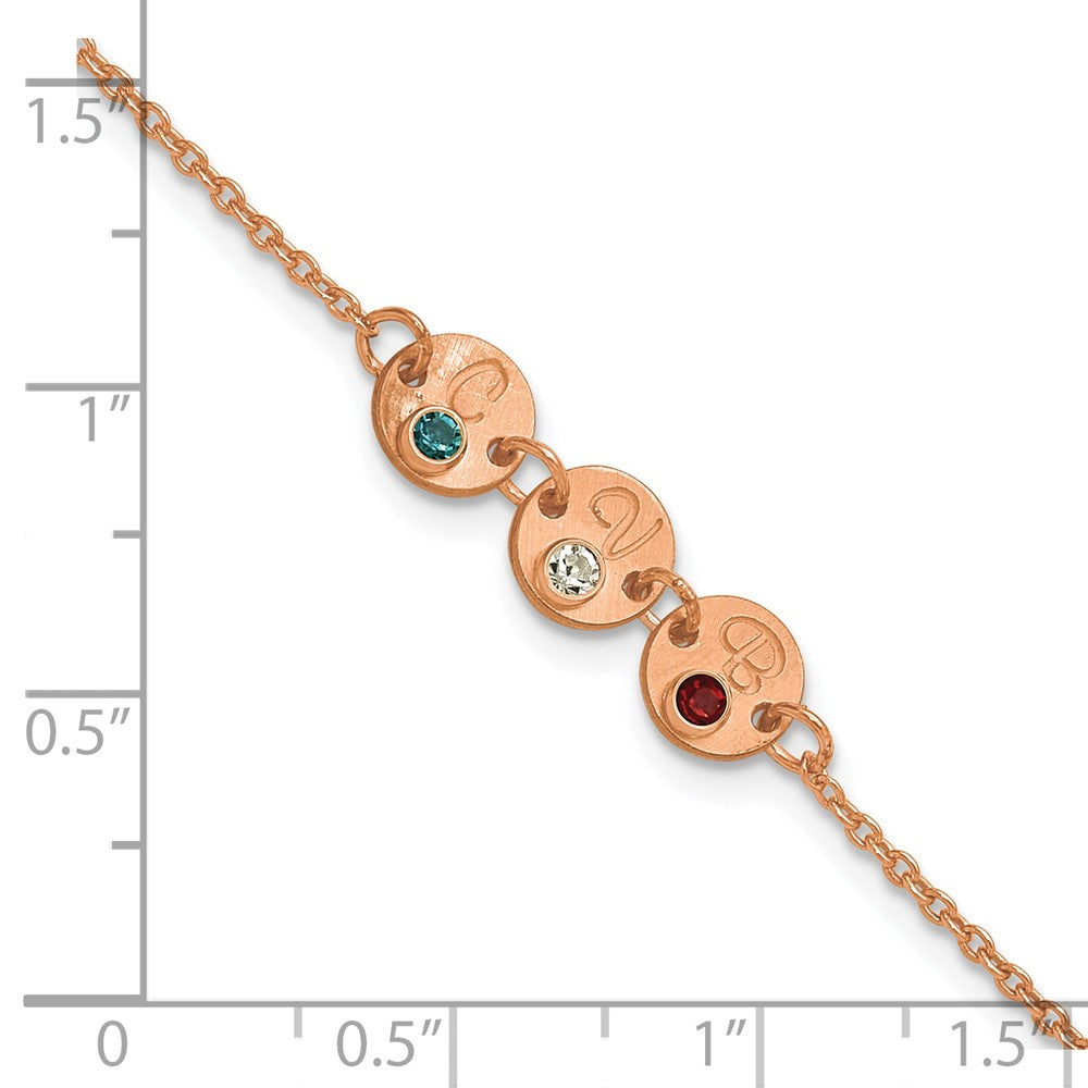 SS/Rose-plated 3 Disc with Initial and Birthstone Bracelet
