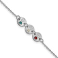 14k White Gold 3 Disc with Initial and Birthstone Bracelet