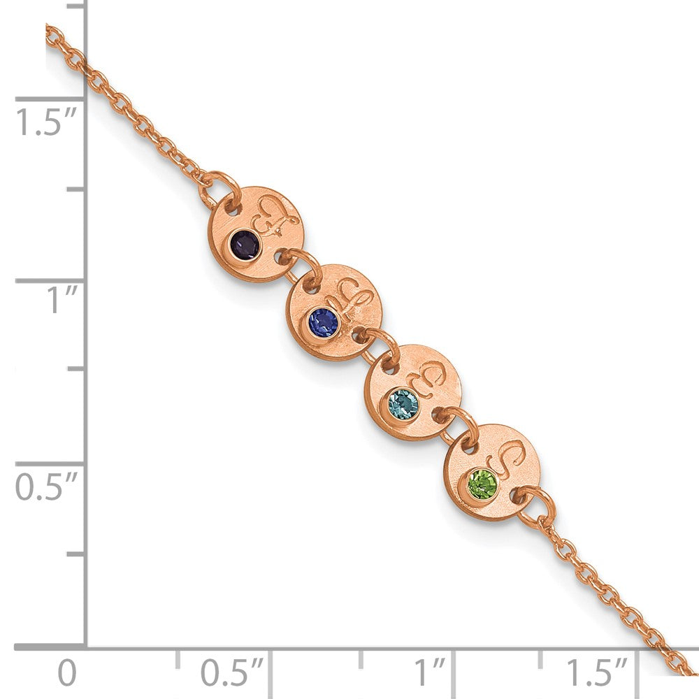 SS/Rose-plated 4 Disc with Initial and Birthstone Bracelet