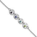SS/Rhod-plated 4 Disc with Initial and Birthstone Bracelet