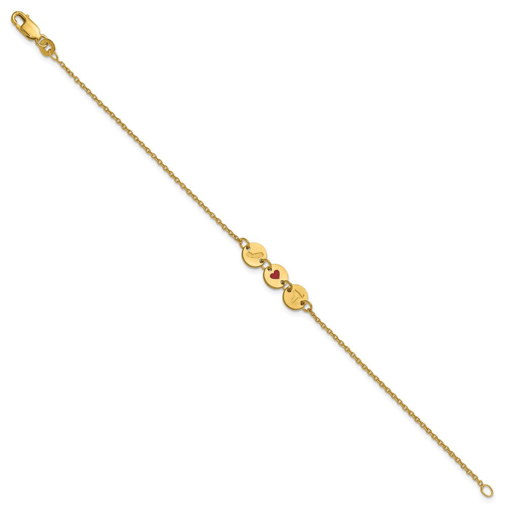 14k Yellow Gold State Heart State Disc Bracelet