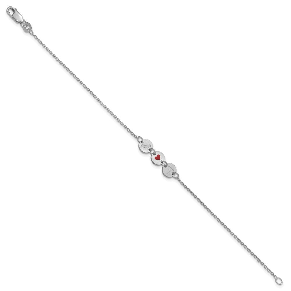 Sterling Silver/Rhodium-plated State Heart State Disc Bracelet