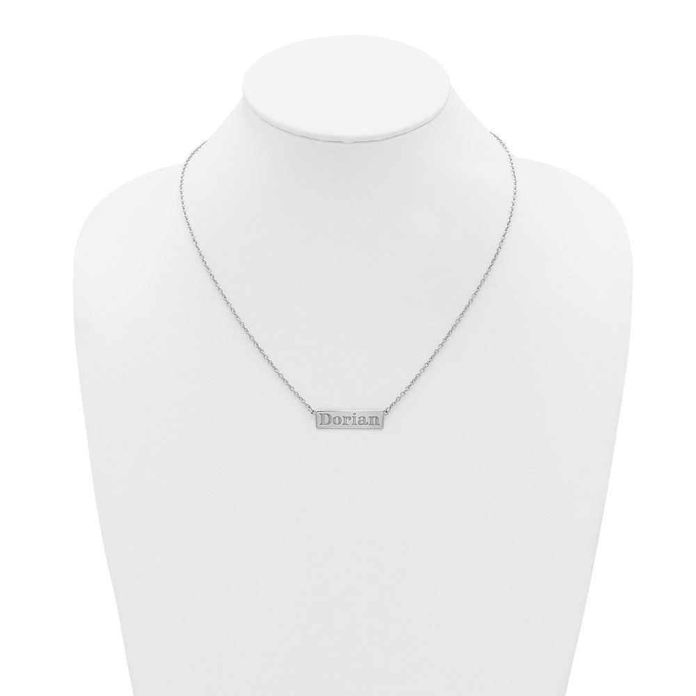 Sterling Silver/Rhodium-plated 4-6 Letter Name Bar Necklace