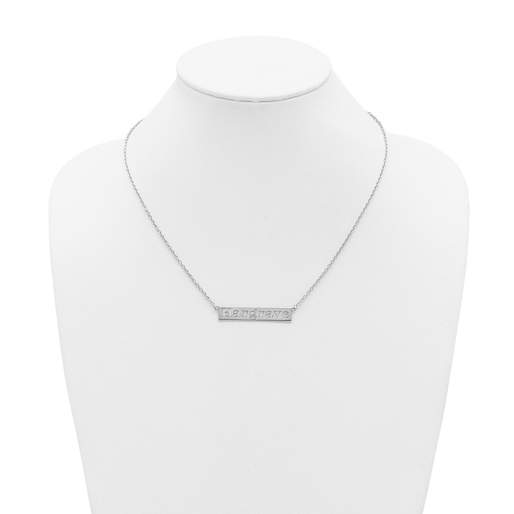 Sterling Silver/Rhodium-plated 7-9 Letter Name Bar Necklace