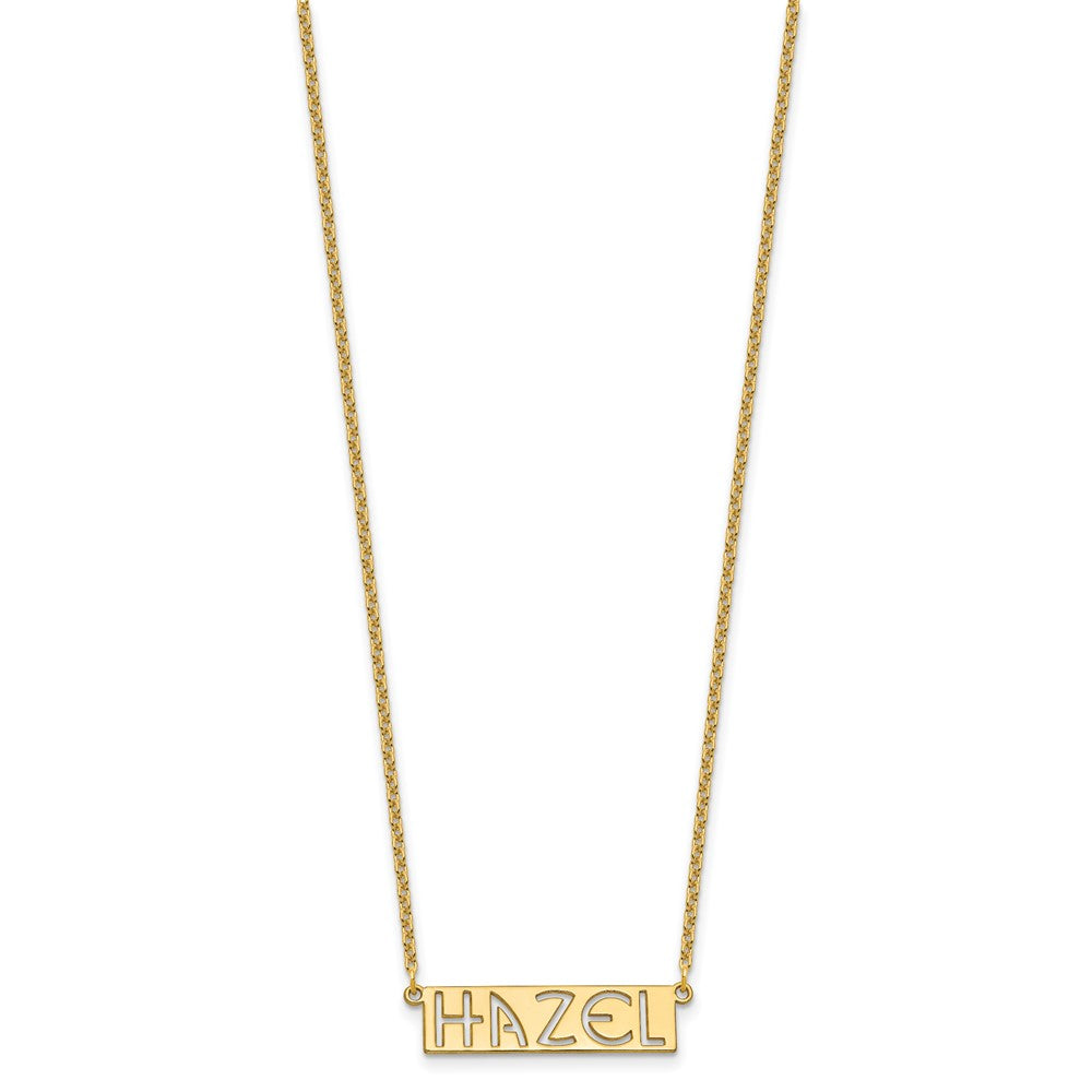 Sterling Silver/Gold-plated 4-6 Letter cut-out Name Bar Necklace