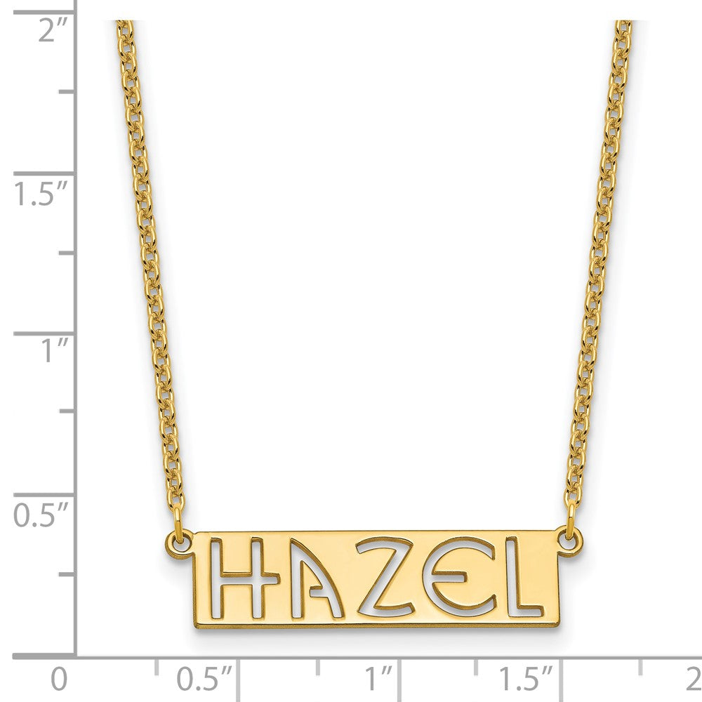 Sterling Silver/Gold-plated 4-6 Letter cut-out Name Bar Necklace