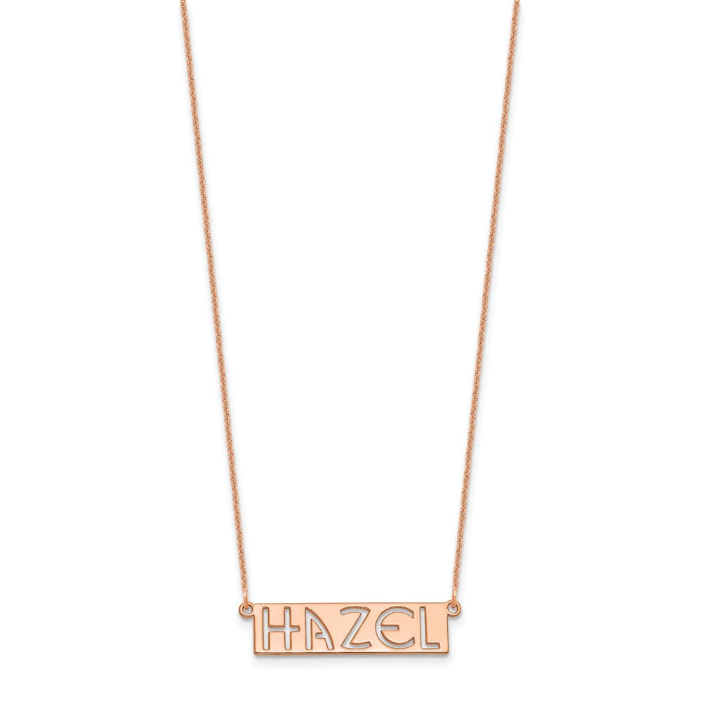 14k Rose Gold 4-6 Letter cut-out Name Bar Necklace