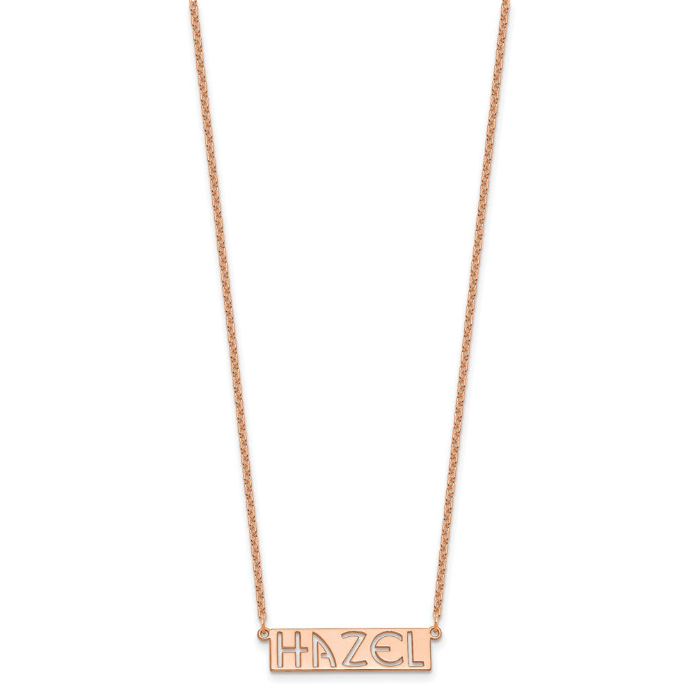 Sterling Silver/Rose-plated 4-6 Letter cut-out Name Bar Necklace
