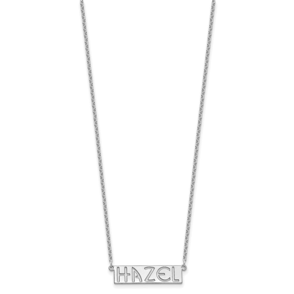 Sterling Silver/Rhodium-plated 4-6 Letter cut-out Name Bar Necklace