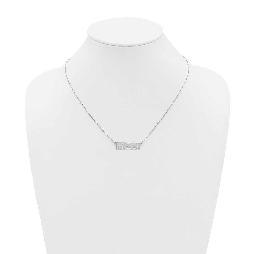 Sterling Silver/Rhodium-plated 4-6 Letter cut-out Name Bar Necklace