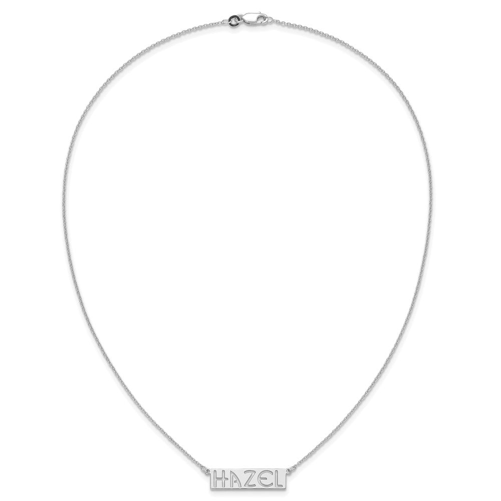 Sterling Silver/Rhodium-plated 4-6 Letter cut-out Name Bar Necklace