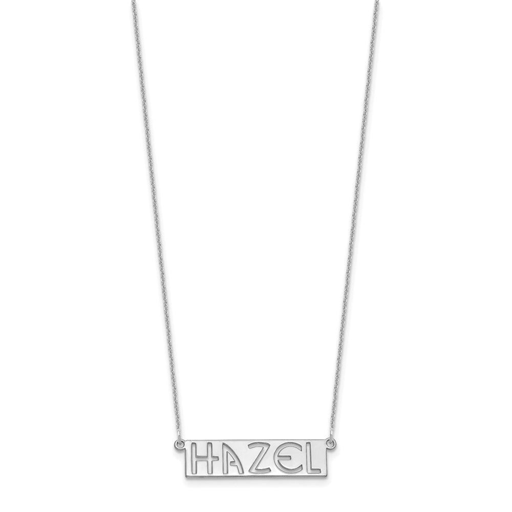 14k White Gold 4-6 Letter cut-out Name Bar Necklace
