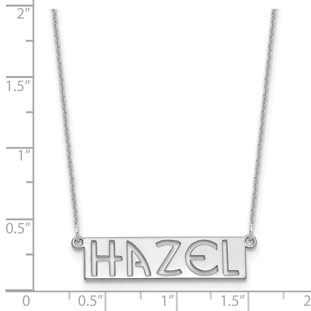 14k White Gold 4-6 Letter cut-out Name Bar Necklace