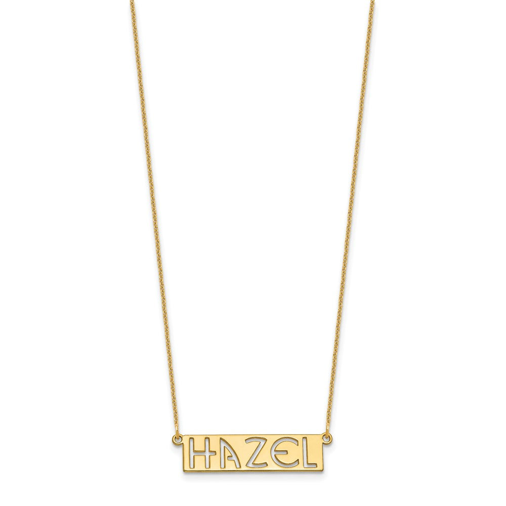 14k Yellow Gold 4-6 Letter cut-out Name Bar Necklace