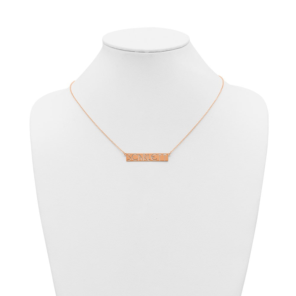 Sterling Silver/Rose-plated 7-9 Letter cut-out Name Bar Necklace