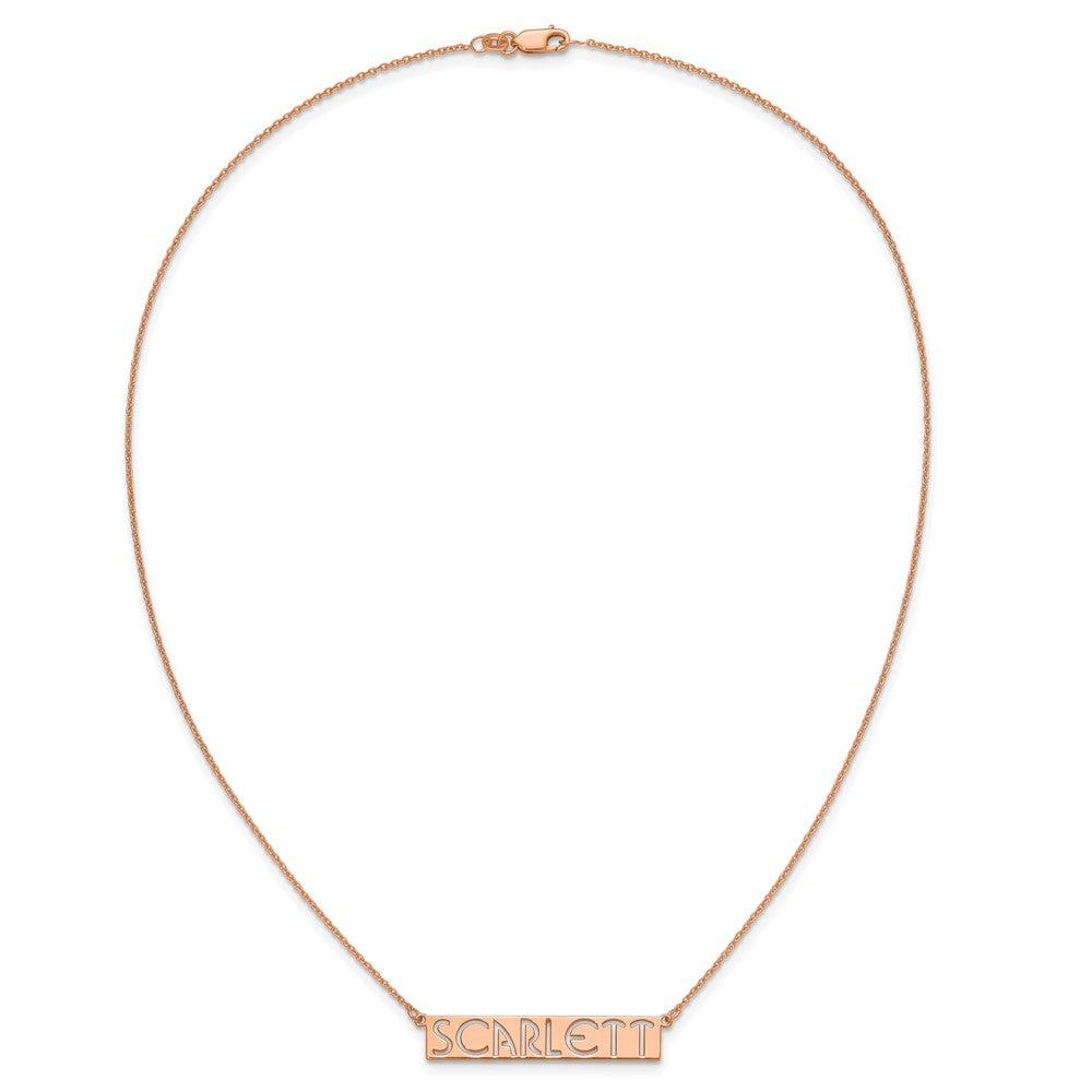Sterling Silver/Rose-plated 7-9 Letter cut-out Name Bar Necklace