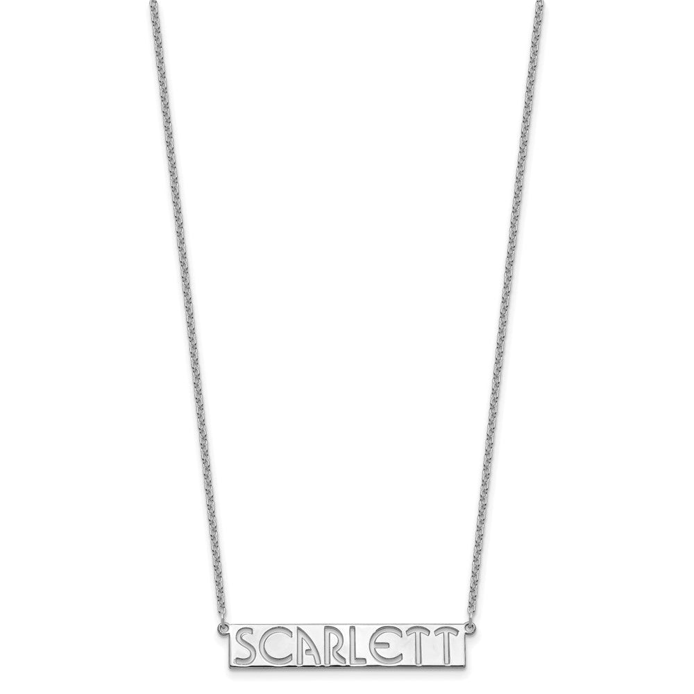 SS/Rhodium-plated 7-9 Letter cut-out Name Bar Necklace