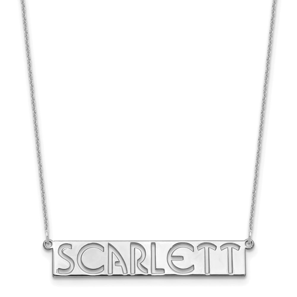 14k White Gold 7-9 Letter cut-out Name Bar Necklace