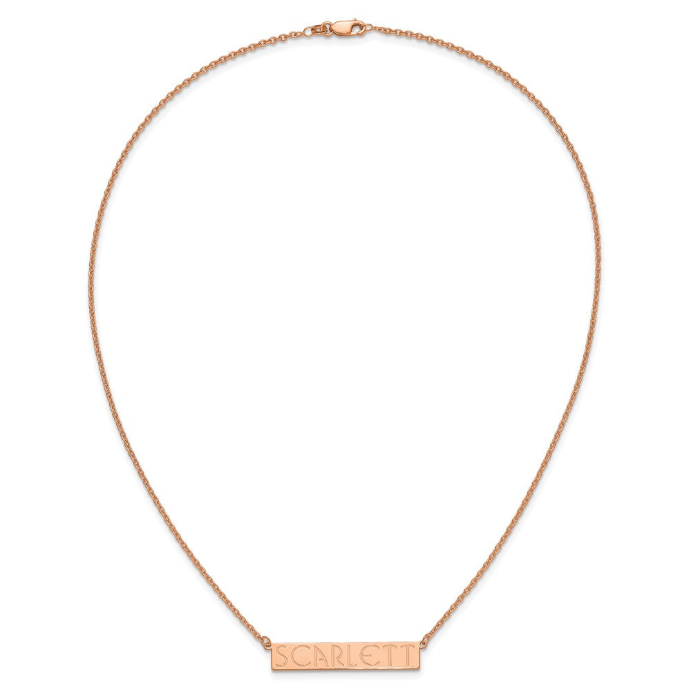 Sterling Silver/Rose-plated 7-9 Letter Name Bar Necklace