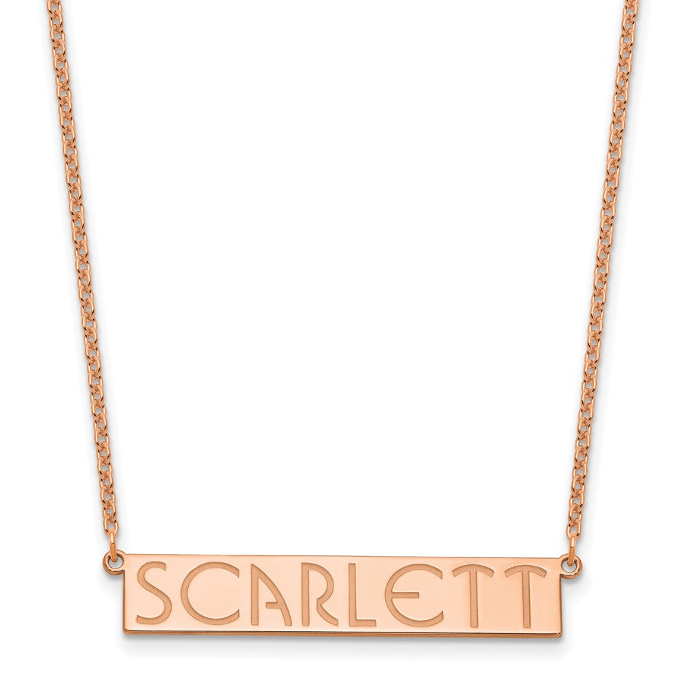 Sterling Silver/Rose-plated 7-9 Letter Name Bar Necklace